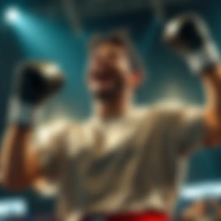 A bettor celebrating after cashing out on a parlay bet for boxing and MMA fights, showing excitement and relief.