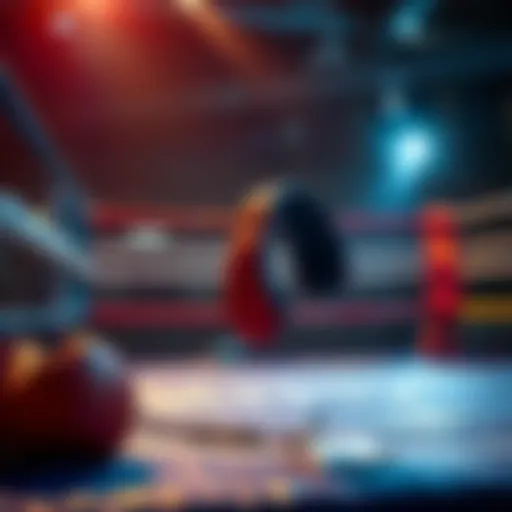 A boxing ring with damaged gear, symbolizing issues in the sport after a theft incident.