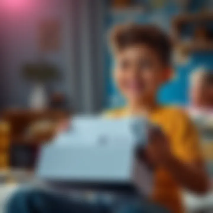 A happy boy unboxing a PlayStation 5 from his uncle, showing excitement and joy