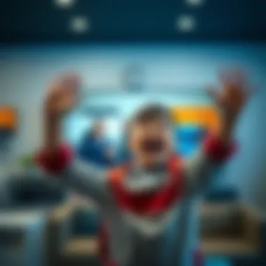 Boy Celebrates Achievement on Video Call A young boy shows excitement during a video call with his father, showcasing a proud moment of accomplishment