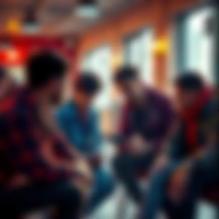 A group of boys discussing their thoughts and ideas in a casual setting.