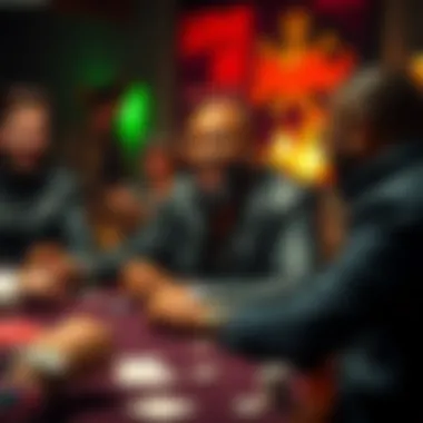 Boyz II Men Singer Playing Poker A famous Boyz II Men singer engaged in a lively poker game, surrounded by excited players at a table filled with cards and chips.