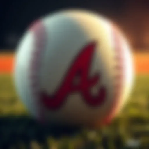 Atlanta Braves logo with a baseball in the background, highlighting their status as favorites for the upcoming game
