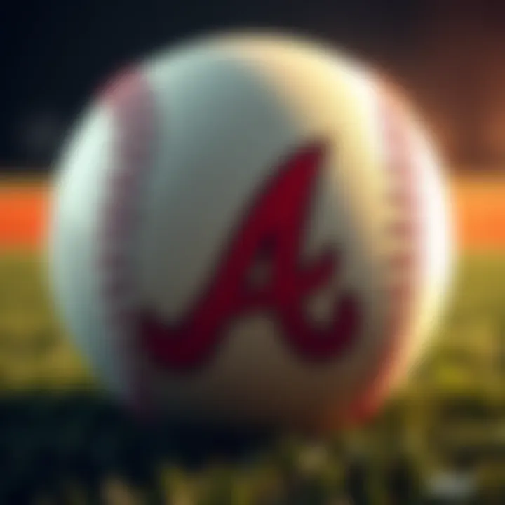 Atlanta Braves logo with a baseball in the background, highlighting their status as favorites for the upcoming game