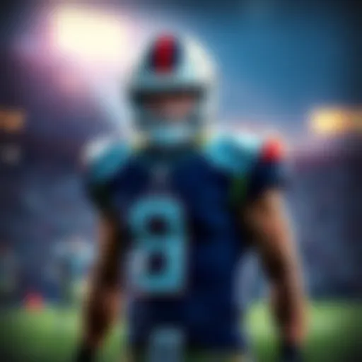 Brenton Strange wearing a football uniform, looking focused on the field