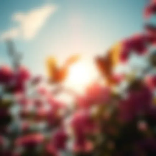A bright sunny morning with birds chirping and flowers blooming, symbolizing positivity and new opportunities for the day.