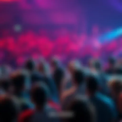 A crowd of people discussing Briiiccckkkeddd, showing excitement and engagement