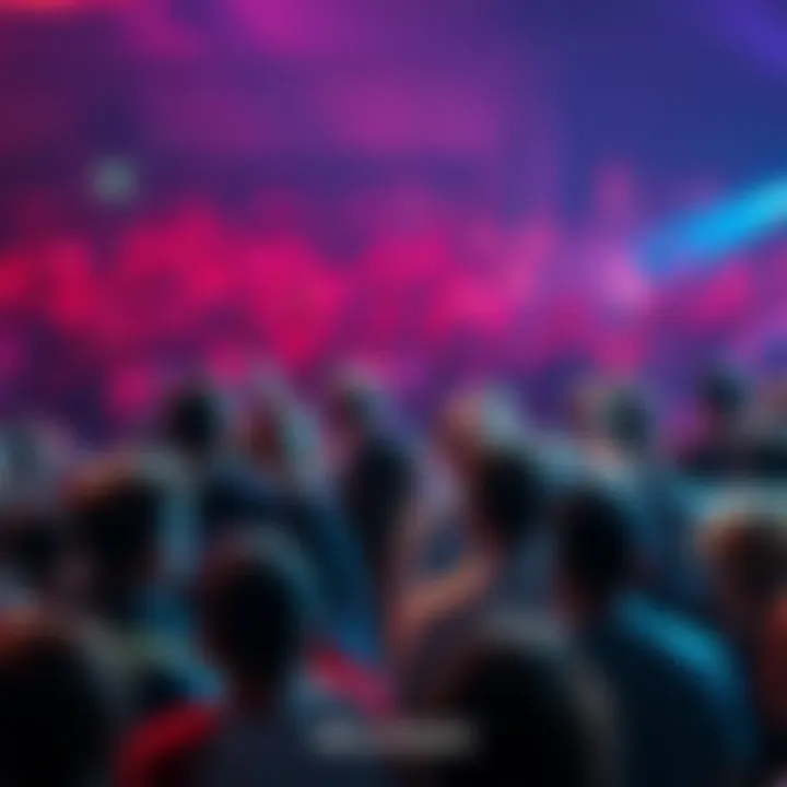 A crowd of people discussing Briiiccckkkeddd, showing excitement and engagement