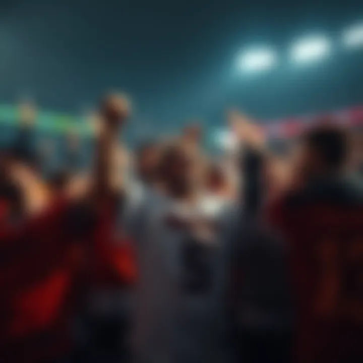Browns Fans Celebrating A diverse group of passionate Browns fans wearing team jerseys and cheering at a game, showing unity and excitement.