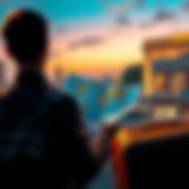 A person looking at a map with a suitcase, planning a budget-friendly trip