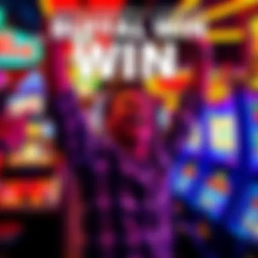A person celebrating a big win at a Buffalo slot machine in a casino with bright lights and joyful expressions.