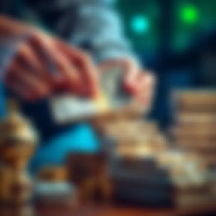 Building a $100 Fund A person counting cash and organizing it into stacks, representing strategies to build a $100 fund.
