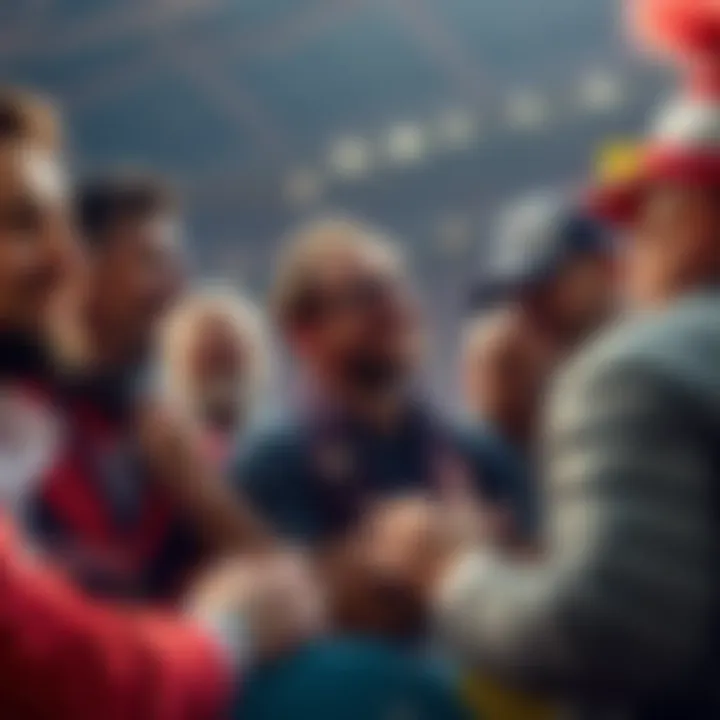 Fans and analysts discussing the recent sale of Bum Reds, showing mixed emotions and reactions in a lively atmosphere.