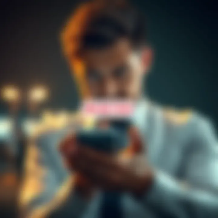 A frustrated businessperson holding a phone with a rejected call notification on the screen, symbolizing a failed attempt at communication.