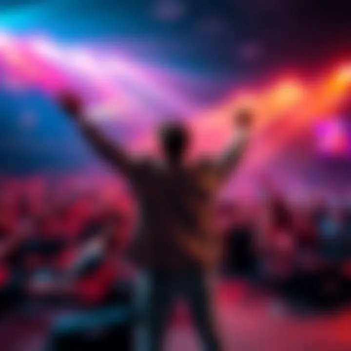 Busta energizing the crowd during a lively concert