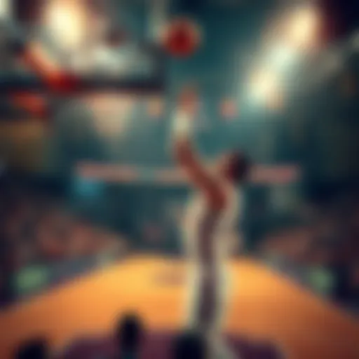 A player making an impressive buzzer beater shot in basketball