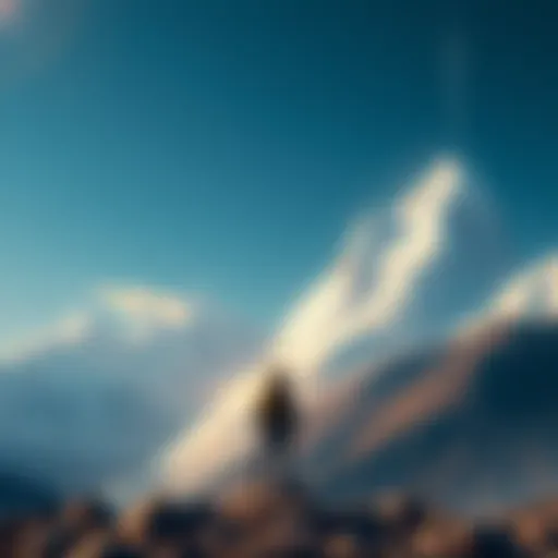 Byron looking determined while standing at the base of a mountain, symbolizing the challenges he must overcome.