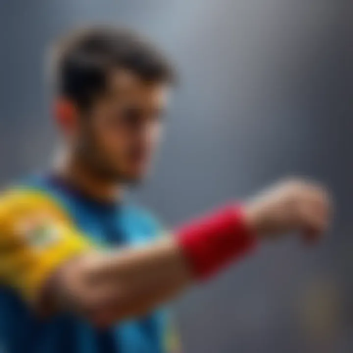 Cade Lida looking concerned while holding his injured wrist, showing signs of frustration about his performance.