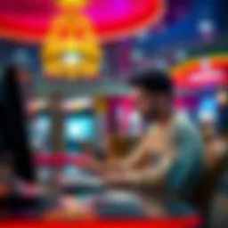 A person considering options for cash withdrawal at Caesars without a bank account, looking at a computer and a friend's bank details