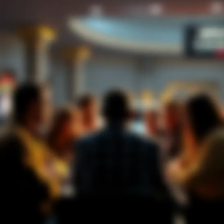 Group of people discussing decisions regarding Caesars, focused and engaged in conversation.