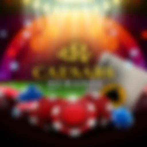 Promotional graphic showing Caesars Rewards logo with images of playing cards and casino chips.