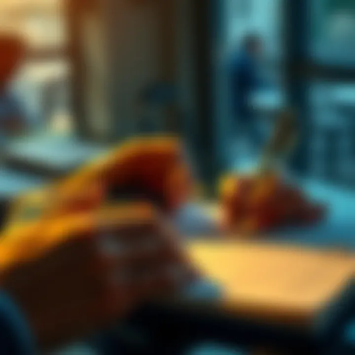 A person using a calculator and writing on a notepad to calculate their finances.