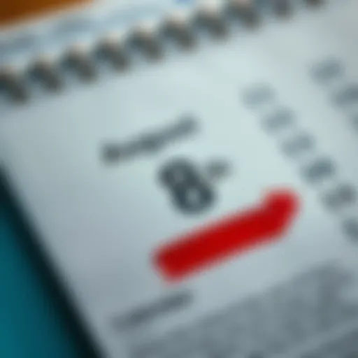 A close-up of a calendar page showing August with the 8th day highlighted, alongside notes about counting days