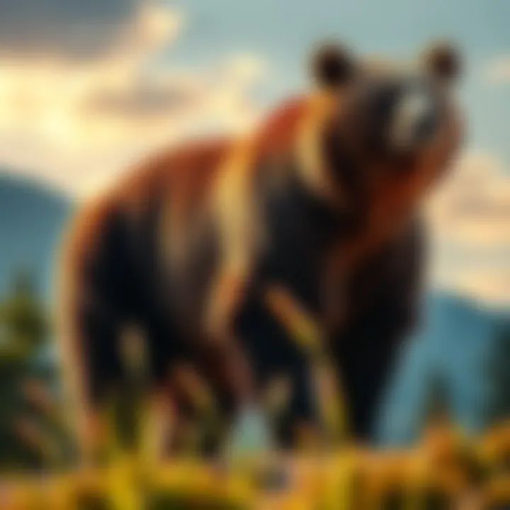 A California bear standing tall in a natural setting, representing the strength of the state.