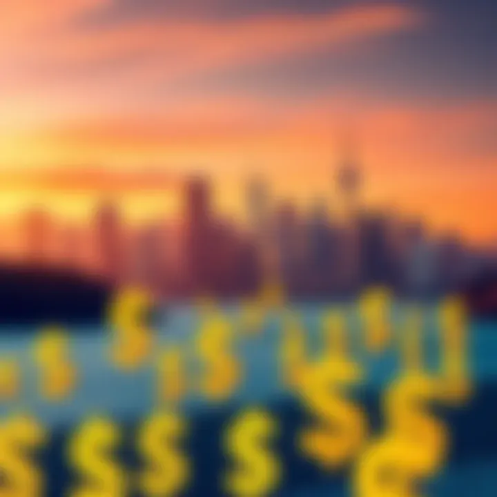 A California skyline with dollar signs in the foreground, symbolizing financial issues.
