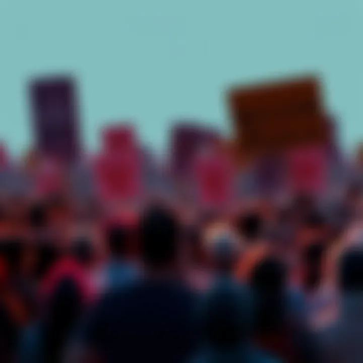 A peaceful gathering of people holding signs promoting dialogue and peace to oppose nuclear war.
