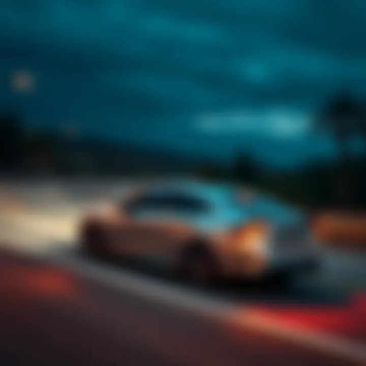 A car is driving smoothly on a road, showcasing the automatic function being used after including a major.