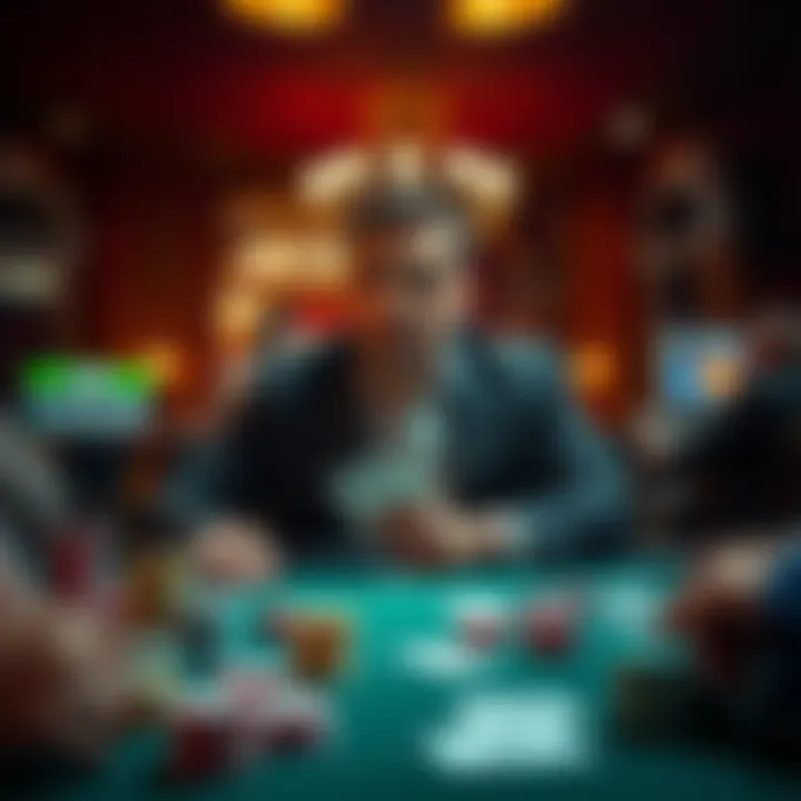A card counter sits at a gaming table, contemplating his next move after being banned from local casinos, surrounded by chips and cards.