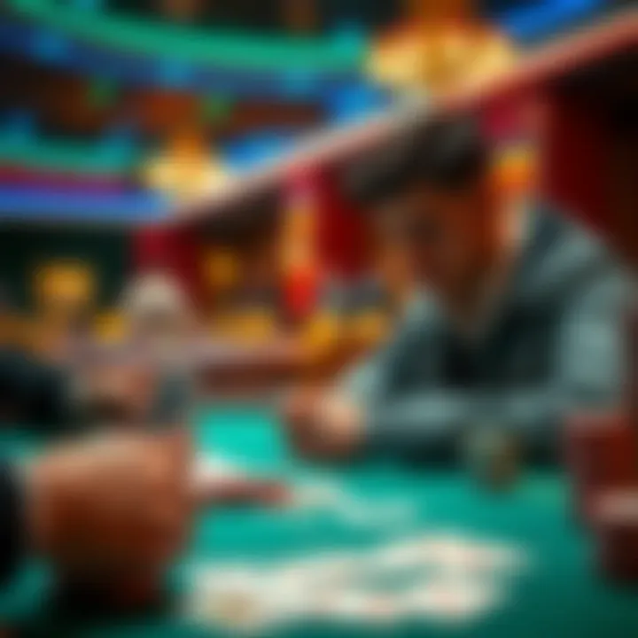 A person calmly playing cards at a casino table while observing the game carefully to avoid detection as a card counter.