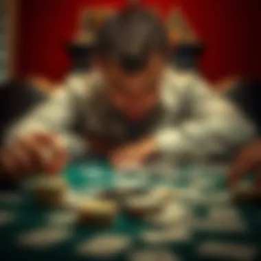 Card game disappointment A player looks frustrated at the table, with lost cards scattered and an empty pot in front of him, capturing the moment of defeat in a home card game.