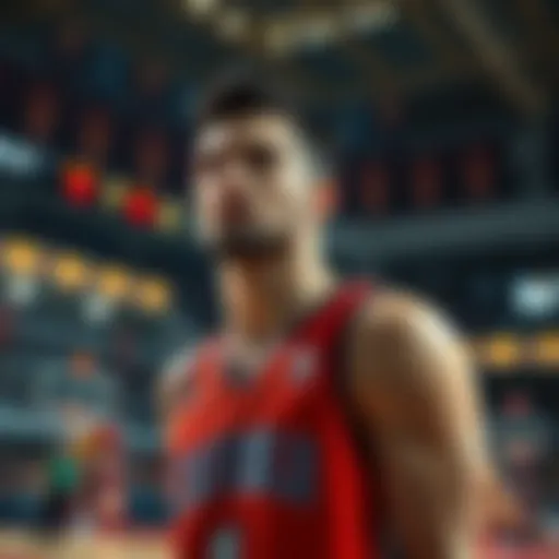 Basketball player Caruso on the court looking frustrated after failing to score points in a game