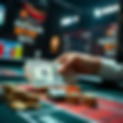 A person placing a bet with cash on a betting table, highlighting a $100 wager.