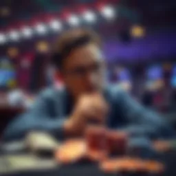 A person contemplating financial decisions with money and betting chips in front of them