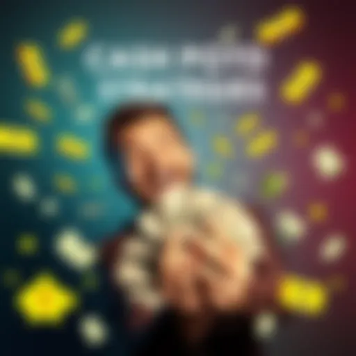 A person holding cash with a joyful expression, surrounded by money symbols and tips for easy earnings.