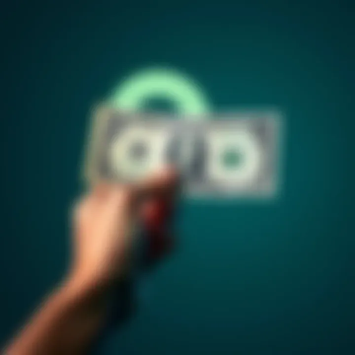 A hand holding a twenty dollar bill with a question mark in the background, representing a money challenge.
