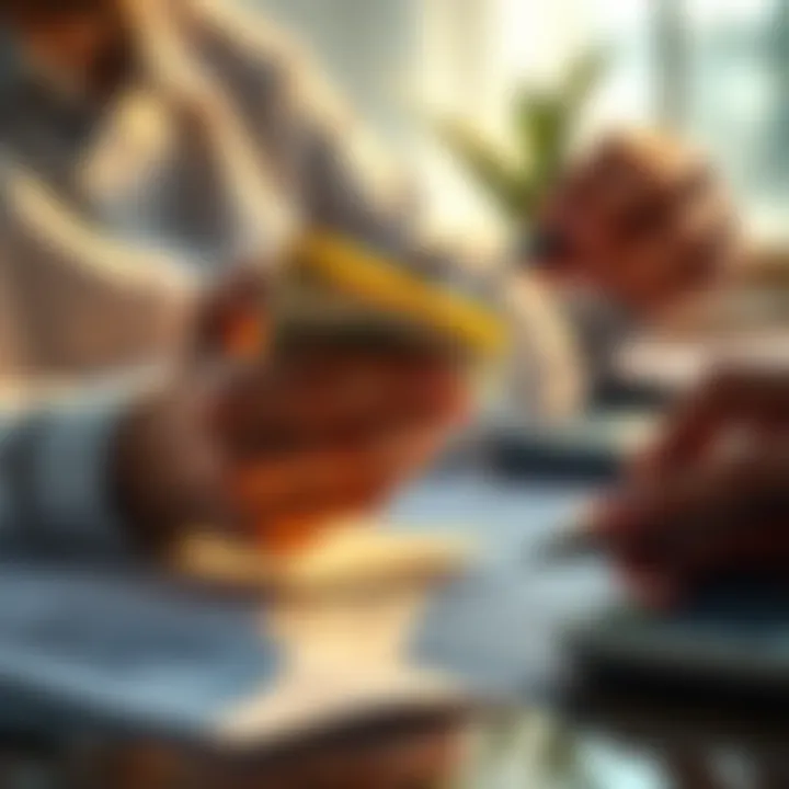 Cash Withdrawal and Tax Tips A person counting cash while reviewing financial documents with a calculator, illustrating tips on withdrawing money and avoiding taxes.