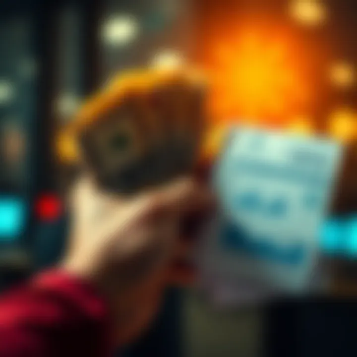 A person holding cash in one hand and financial documents in the other, illustrating the impact of cashing on the economy.