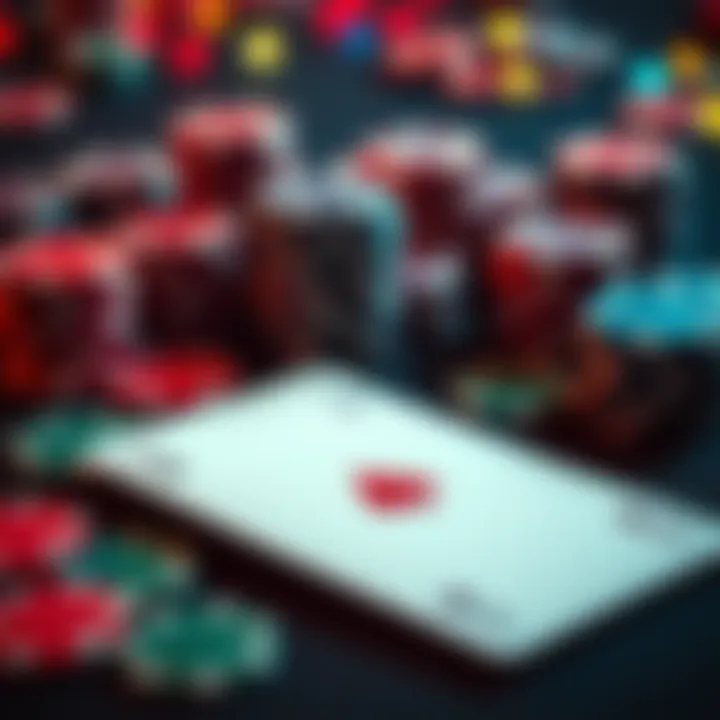 A colorful assortment of casino chips and a playing card on a table, symbolizing the excitement of gambling for beginners.