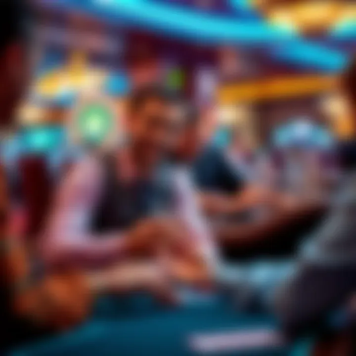 A casino dealer smiling while receiving a tip from a player at the gaming table