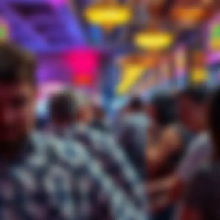 A busy casino floor showing unhappy patrons reacting to a new employee replacing a popular staff member.
