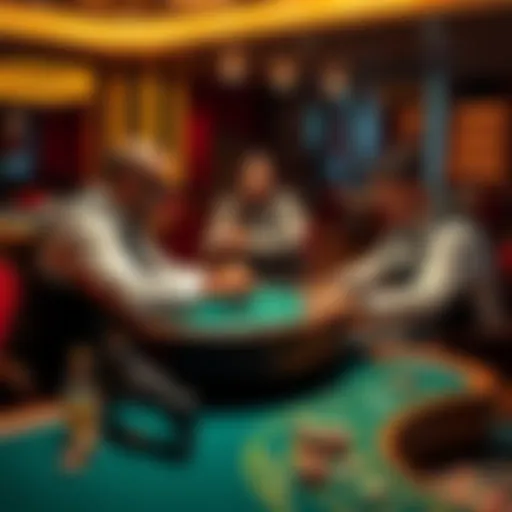 A dealer and a player at a casino table during a betting round