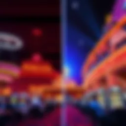 Two popular casinos in San Diego, Harrahs and Viejas, with vibrant lights and players enjoying games inside.