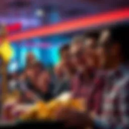 Group of people laughing and discussing casino prizes