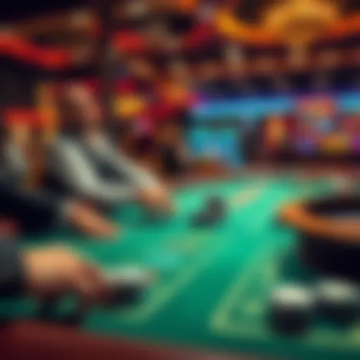 A player analyzing their chips and betting options at a casino table