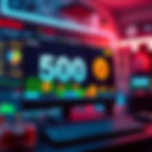 A computer screen displaying Casino 500 online casino with cryptocurrency symbols