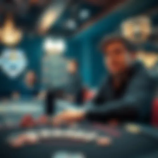 A player at a casino table looking surprised after receiving a backoff, with chips scattered on the table and a casino attendant nearby.